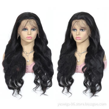 28 30 Inch Wholesale Peruvian Hair Virgin Remy Pre Plucked Transparent Full Lace Wig Body Wave Peruvian Full Lace Human Hair Wig